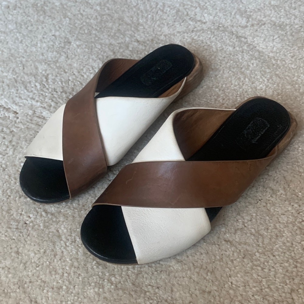 Marséll Crossover Leather Strap Sandals, Size 36 EU / 6 US